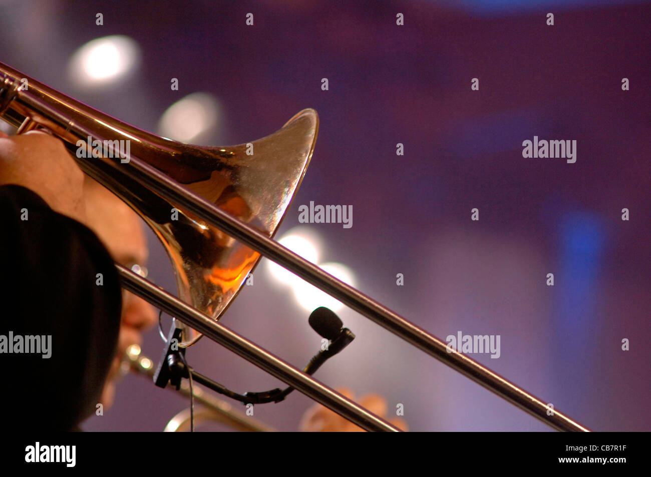 Musical instruments, trombone at an on stage performance Stock Photo