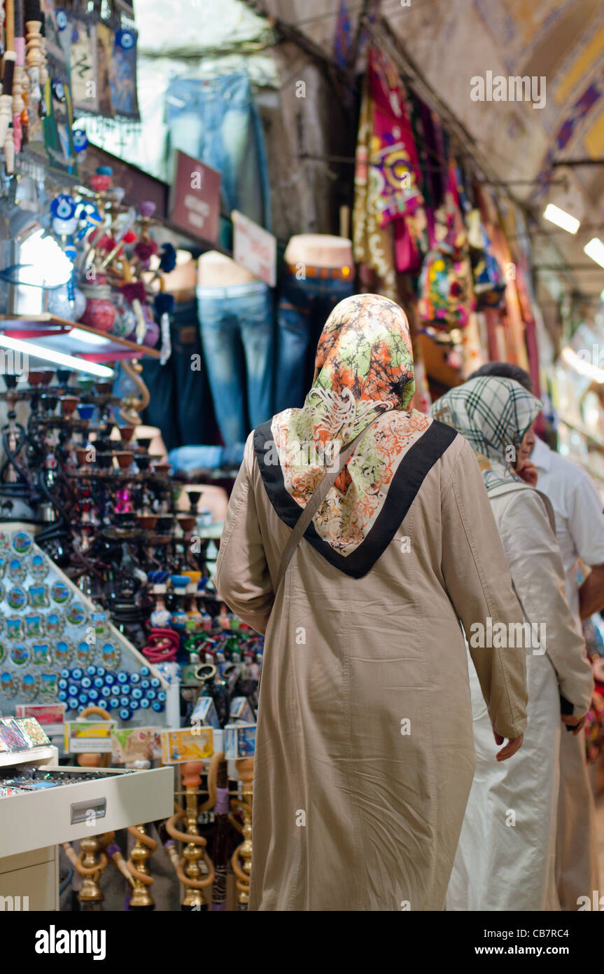 Turkish woman shopping at the Grand Bazaar, Istanbul, Turkey Stock