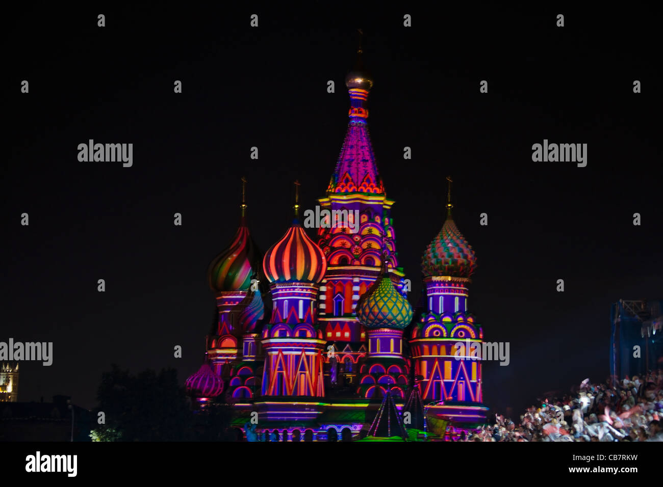 Night view of St. Basil's Cathedral in Red Square, Moscow, Russia Stock Photo