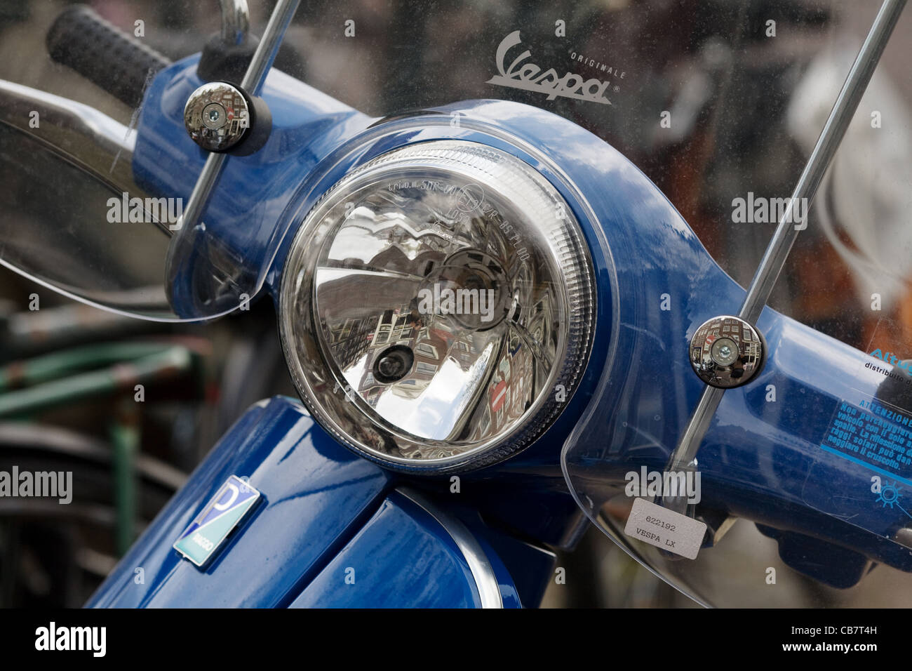 Vespa motorcycle detail, Amsterdam, The Netherlands Stock Photo