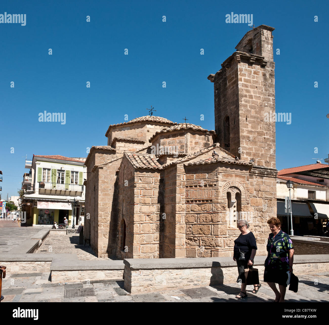 The 13th century Byzantine church of Agii Apostoli in the old quater of Kalamata, Messinia, Southern Peloponnese, Greece. Stock Photo