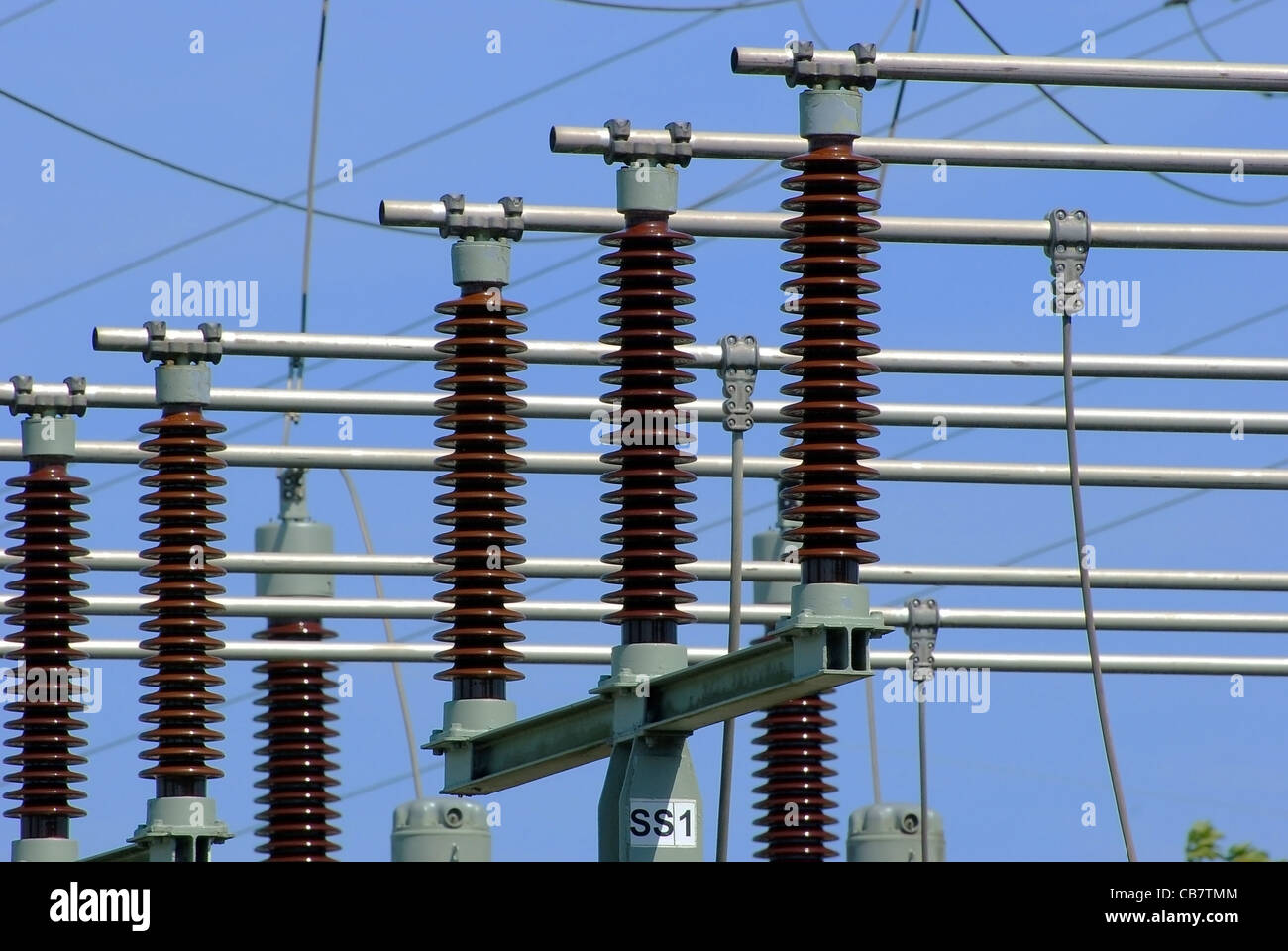 Insulators on a transformer in a substation Stock Photo Alamy