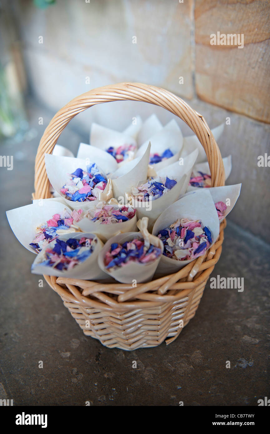 basket with dried flower confetti Stock Photo Alamy
