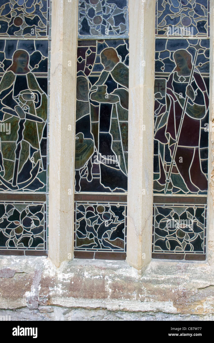 Closeup of a intricate but faded stained glass window Stock Photo Alamy