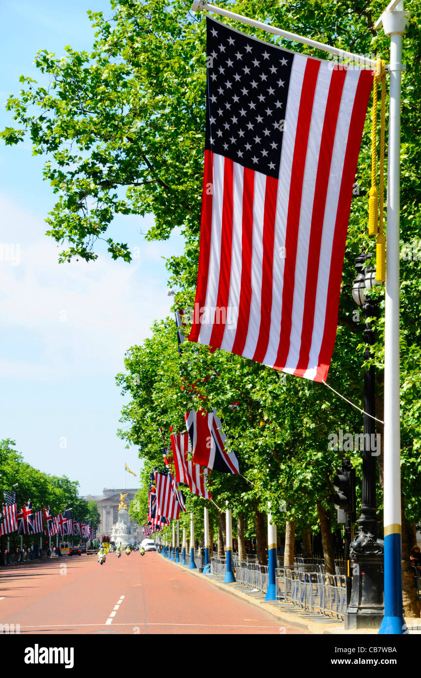 Stars & Stripes American Flag & Union Flag of the United Kingdom flying