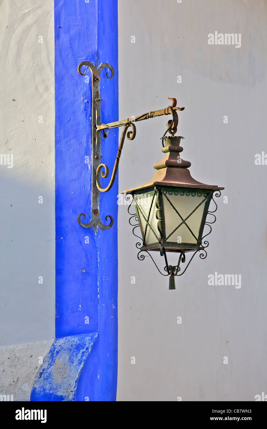 Rusted Metal Lantern of the Medieval Village of Obidos Stock Photo