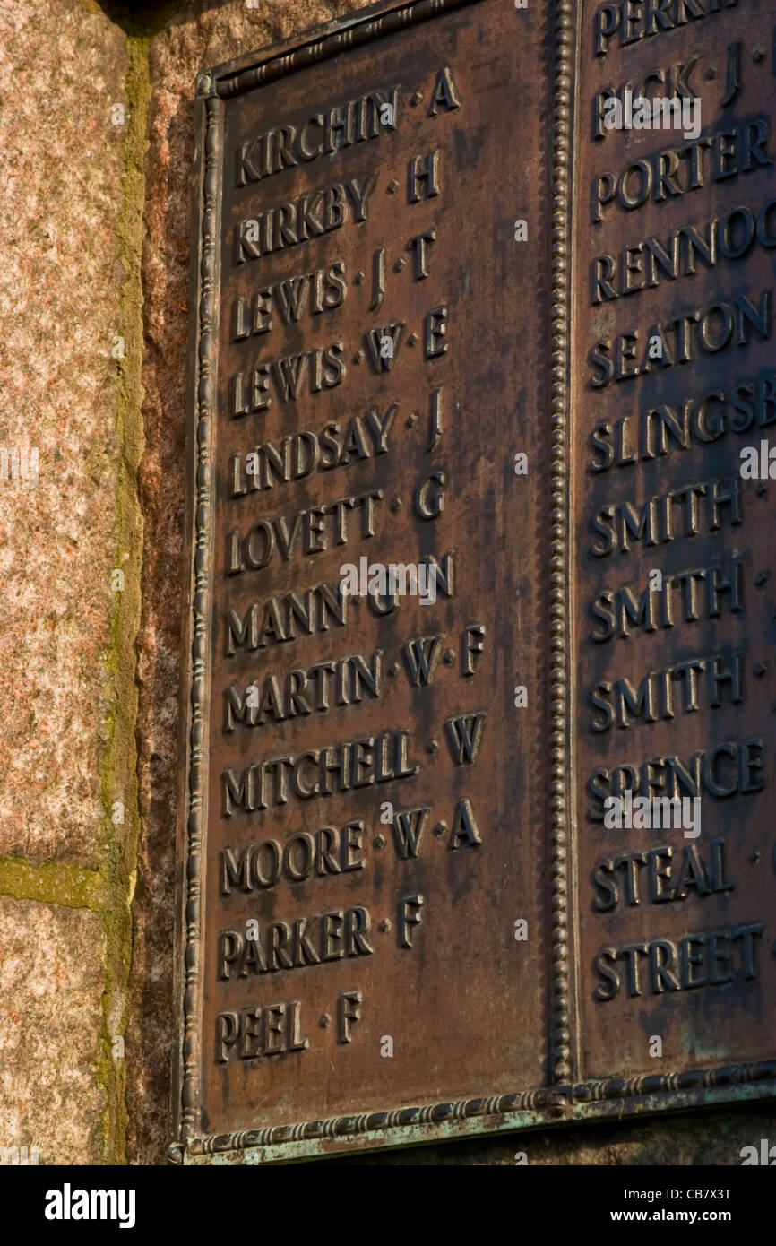 Names On Mountsorrel War Memorial Stock Photo