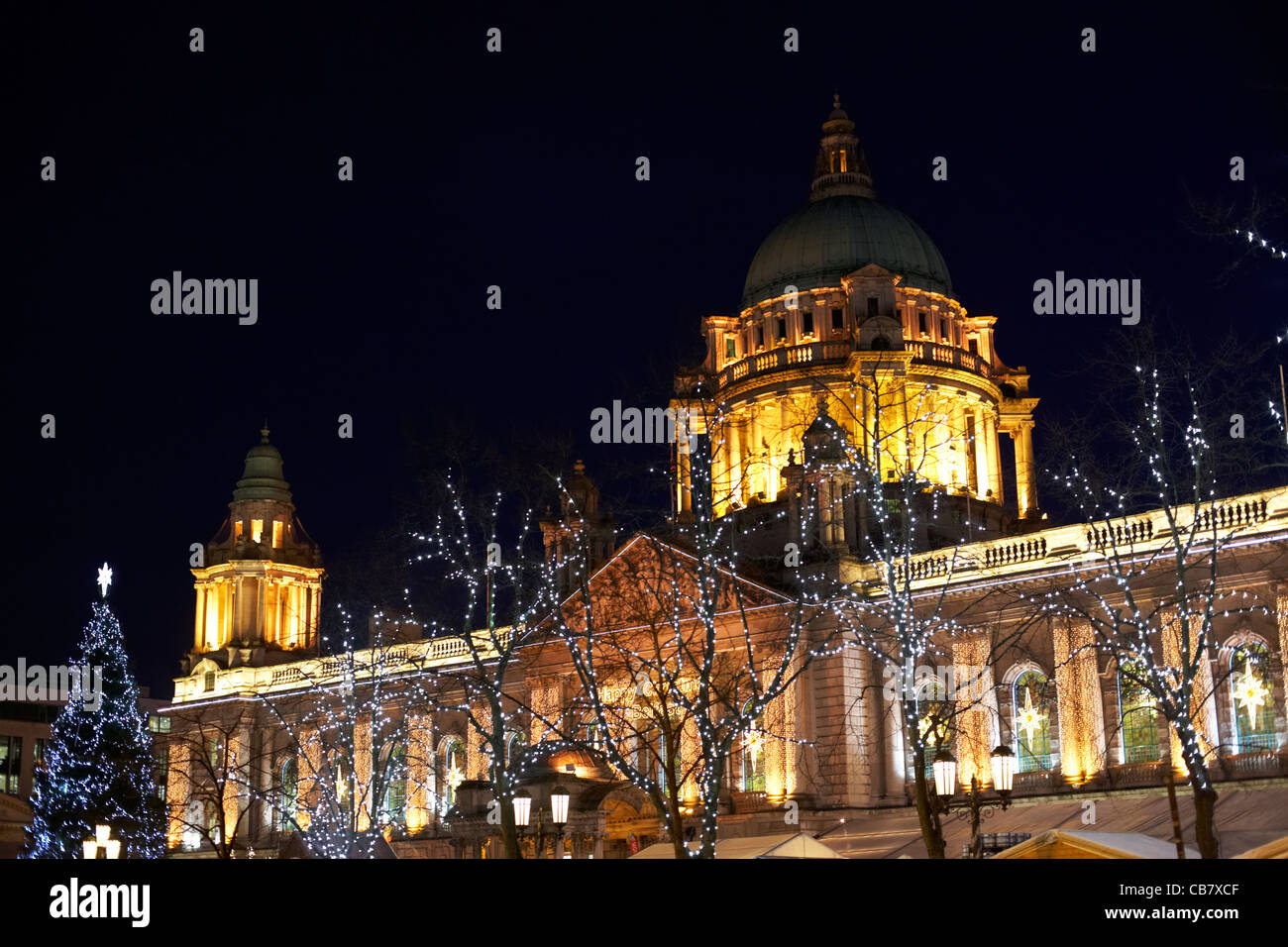 belfast city hall illuminated with christmas lights xmas northern ireland uk Stock Photo Alamy