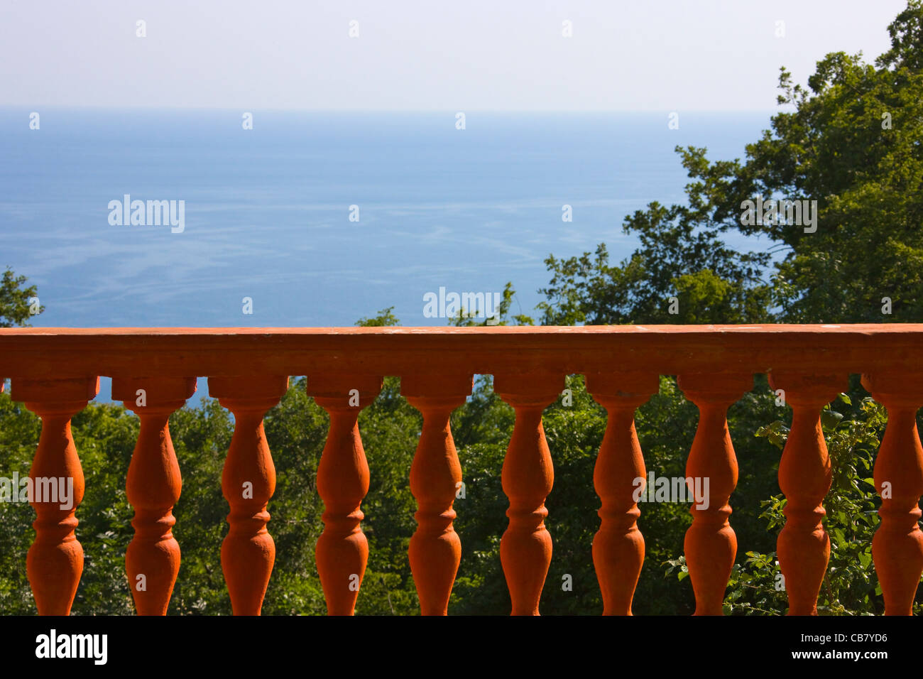 Railings along the Black Sea, Crimea, Ukraine Stock Photo