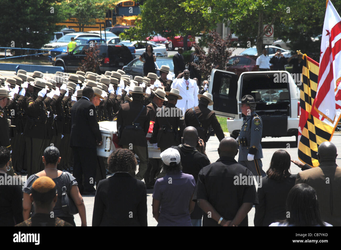 Thousands of police attend the funeral for a state trooper who was gunned down outside a restaurant Stock Photo