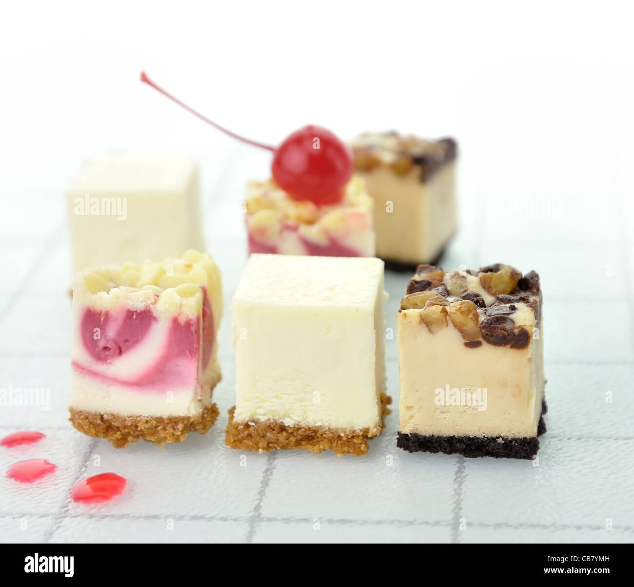 Assortment Of Cheesecake Slices , Close Up Shot Stock Photo