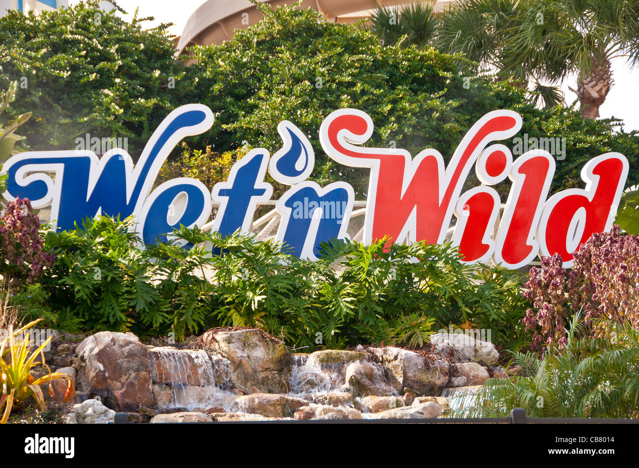 Wet 'n Wild water theme park sign on International Drive I-Drive Orlando Florida Stock Photo