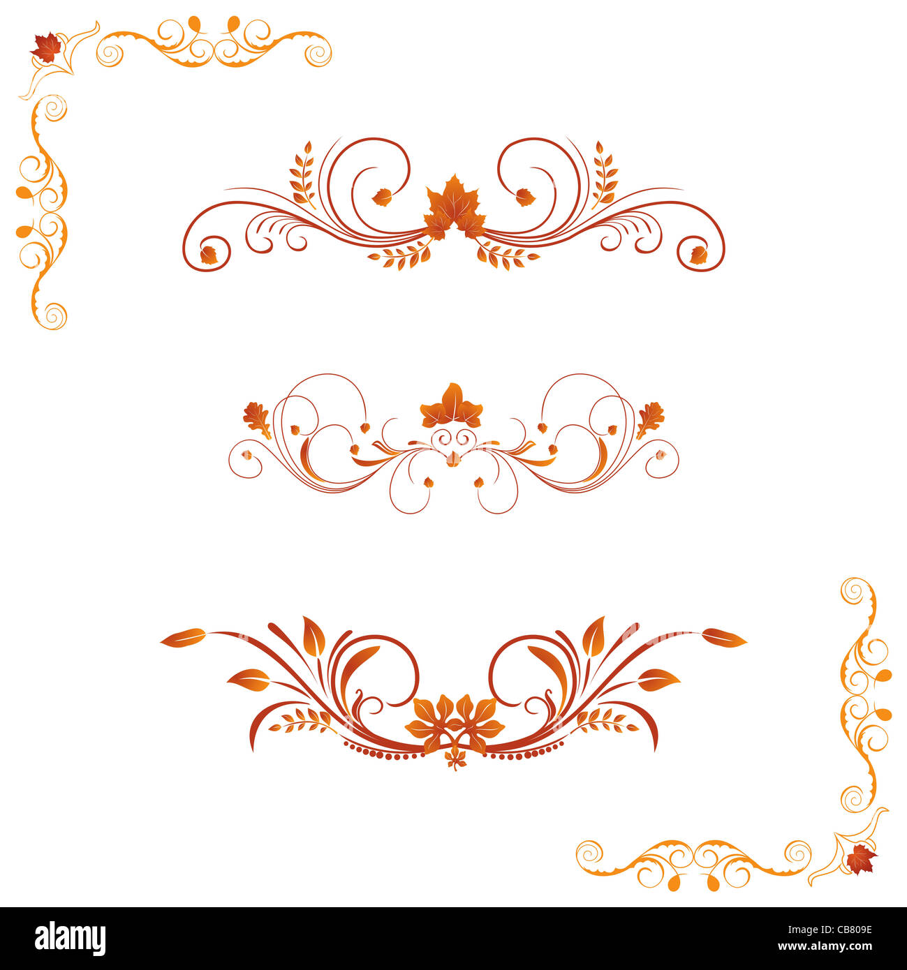Set autumn floral design elements. Vector Stock Photo - Alamy