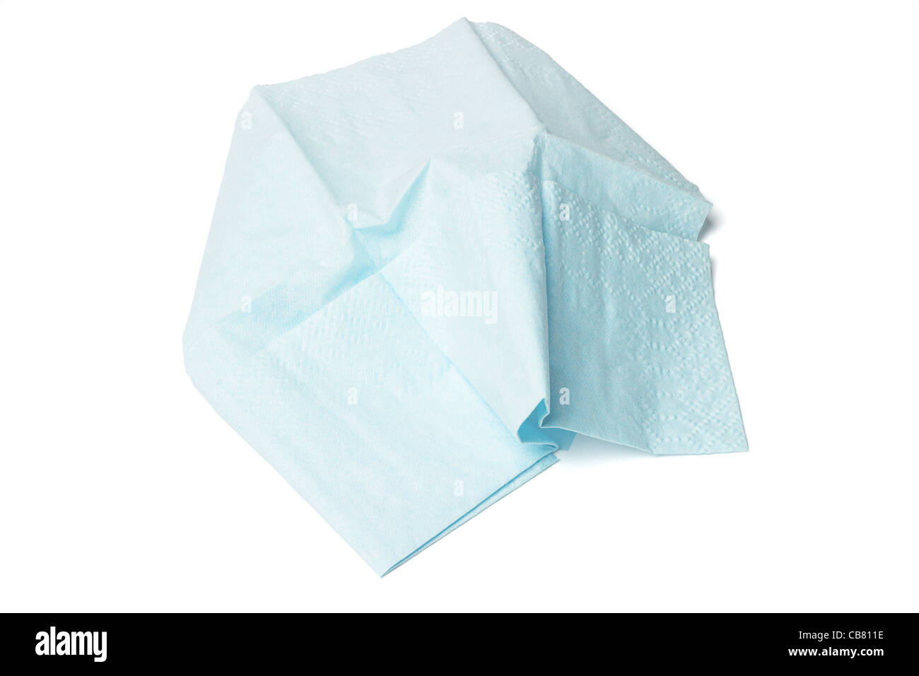 Blue tissue paper lying on white background Stock Photo