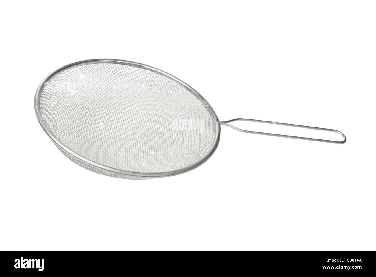 Stainless steel colander isolated on white background Stock Photo