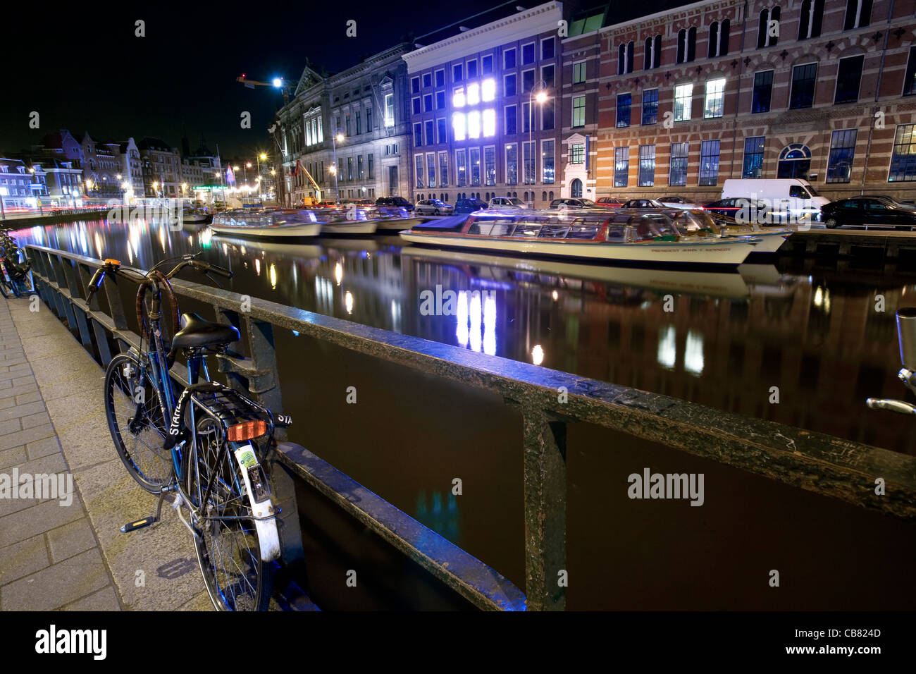 Singel by night, Amsterdam, The Netherlands Stock Photo