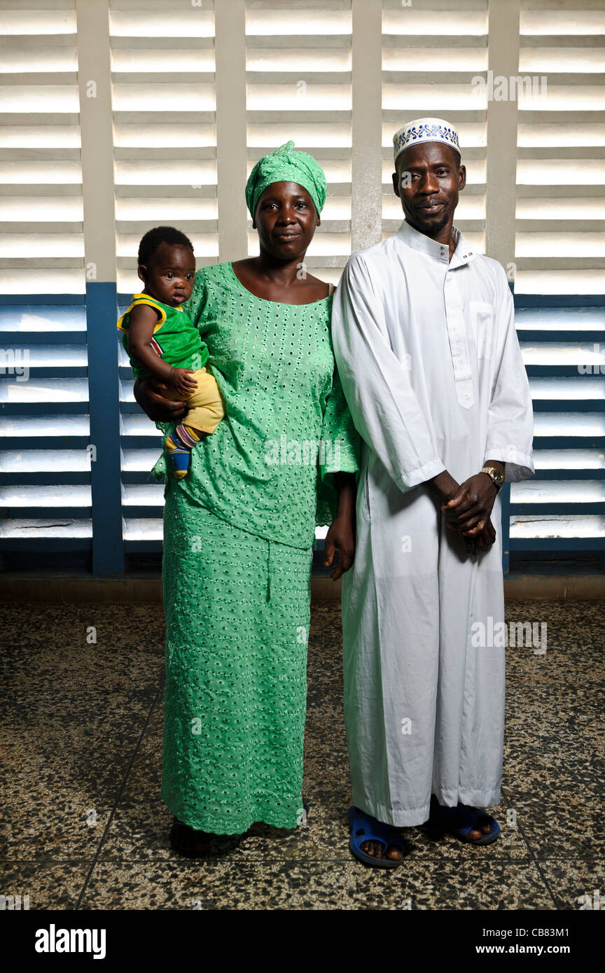 A family with their young baby in a hospital, Freetown, Sierra Leone. Stock Photo