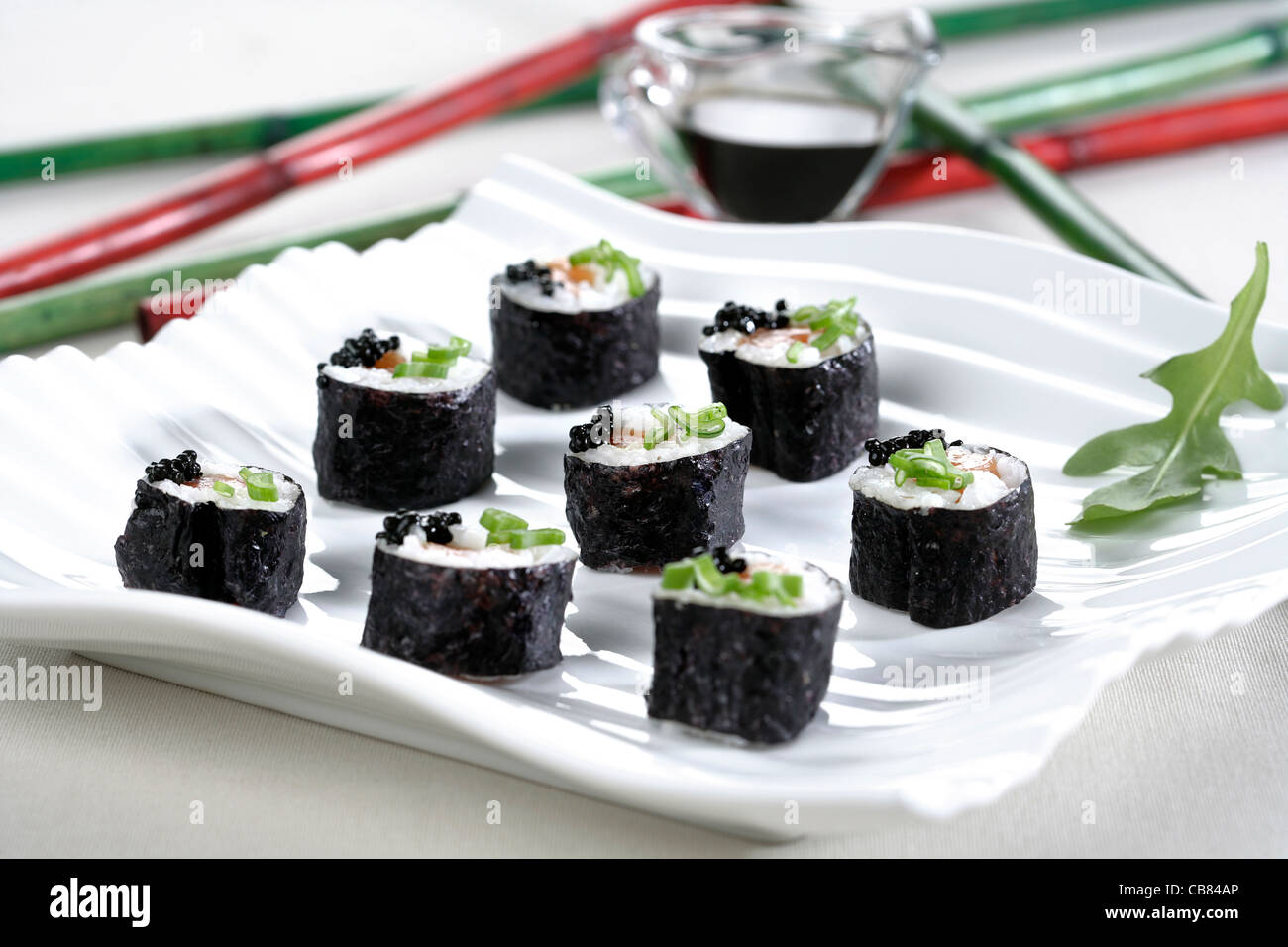 salmon and caviar roe sushi Stock Photo Alamy