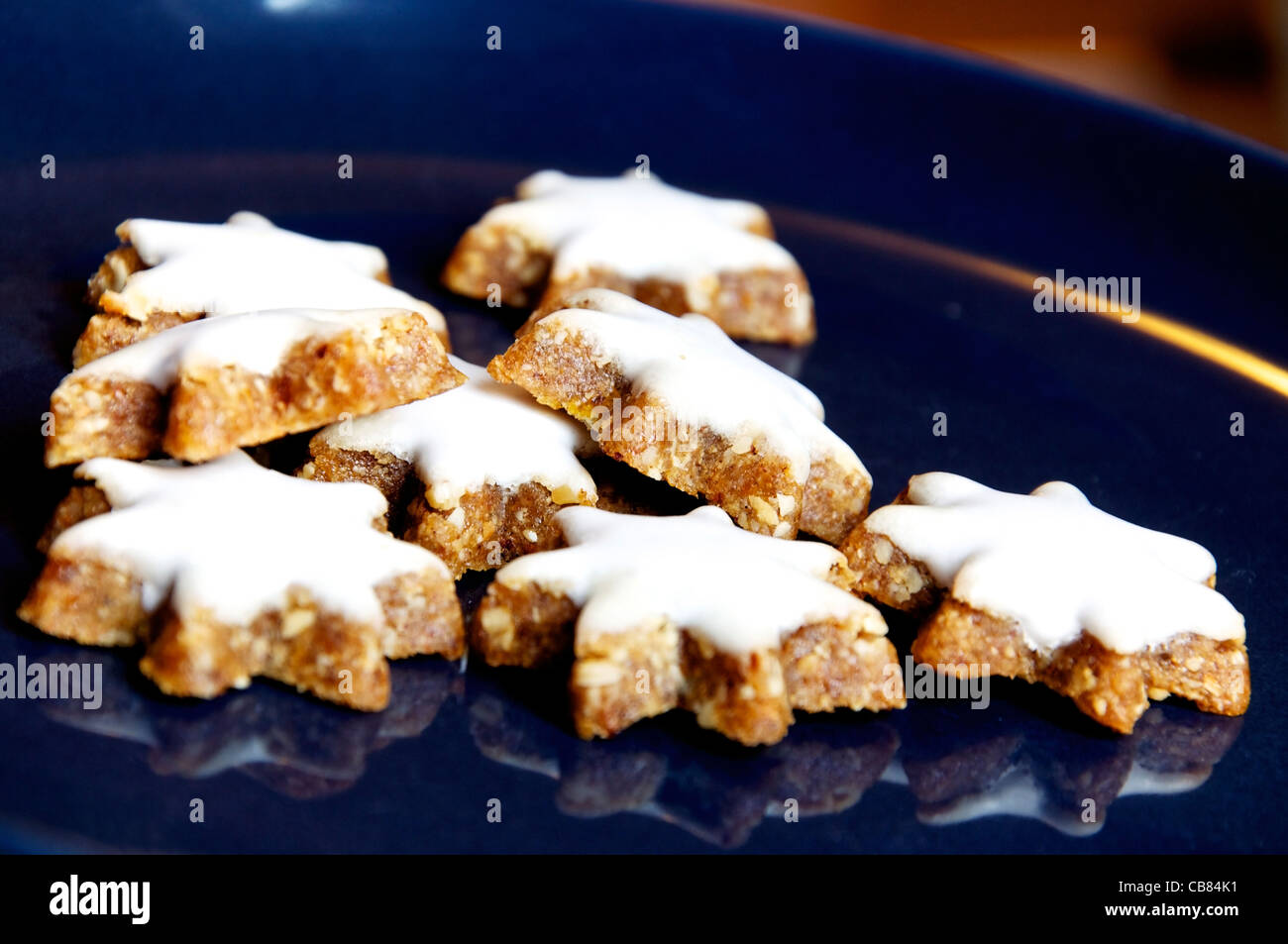 Star Shaped Cinnamon Biscuits are typical Christmas Cookies in Germany Stock Photo