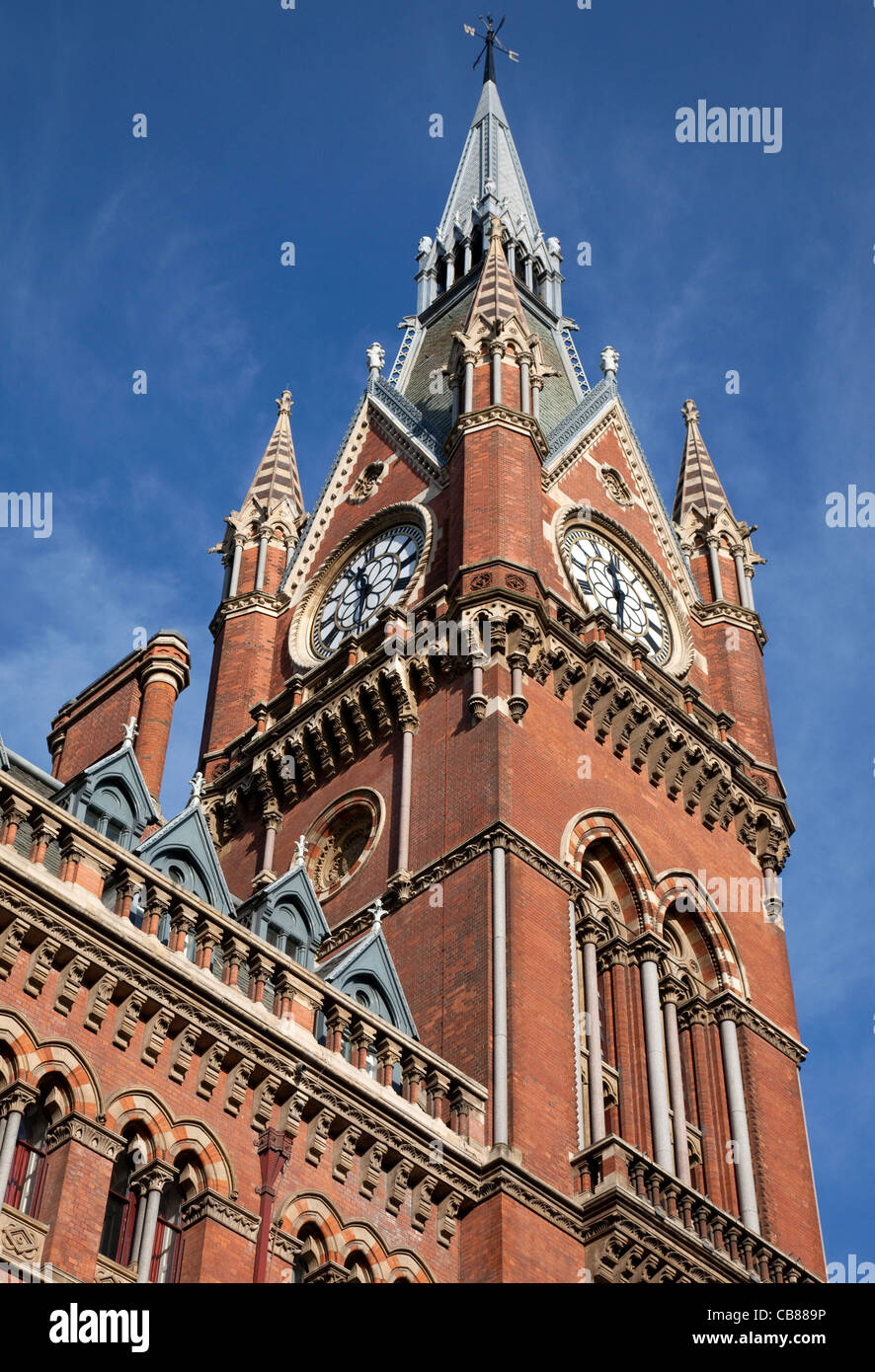 Clock tower of St Pancras Station, London Stock Photo