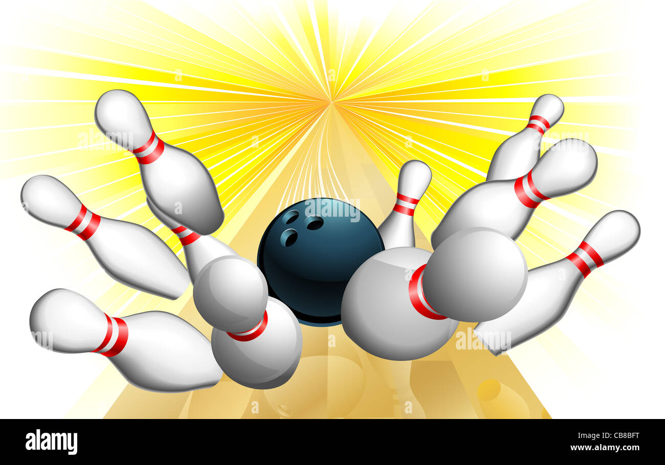 An illustration of a bowling ball scoring a strike Stock Photo Alamy