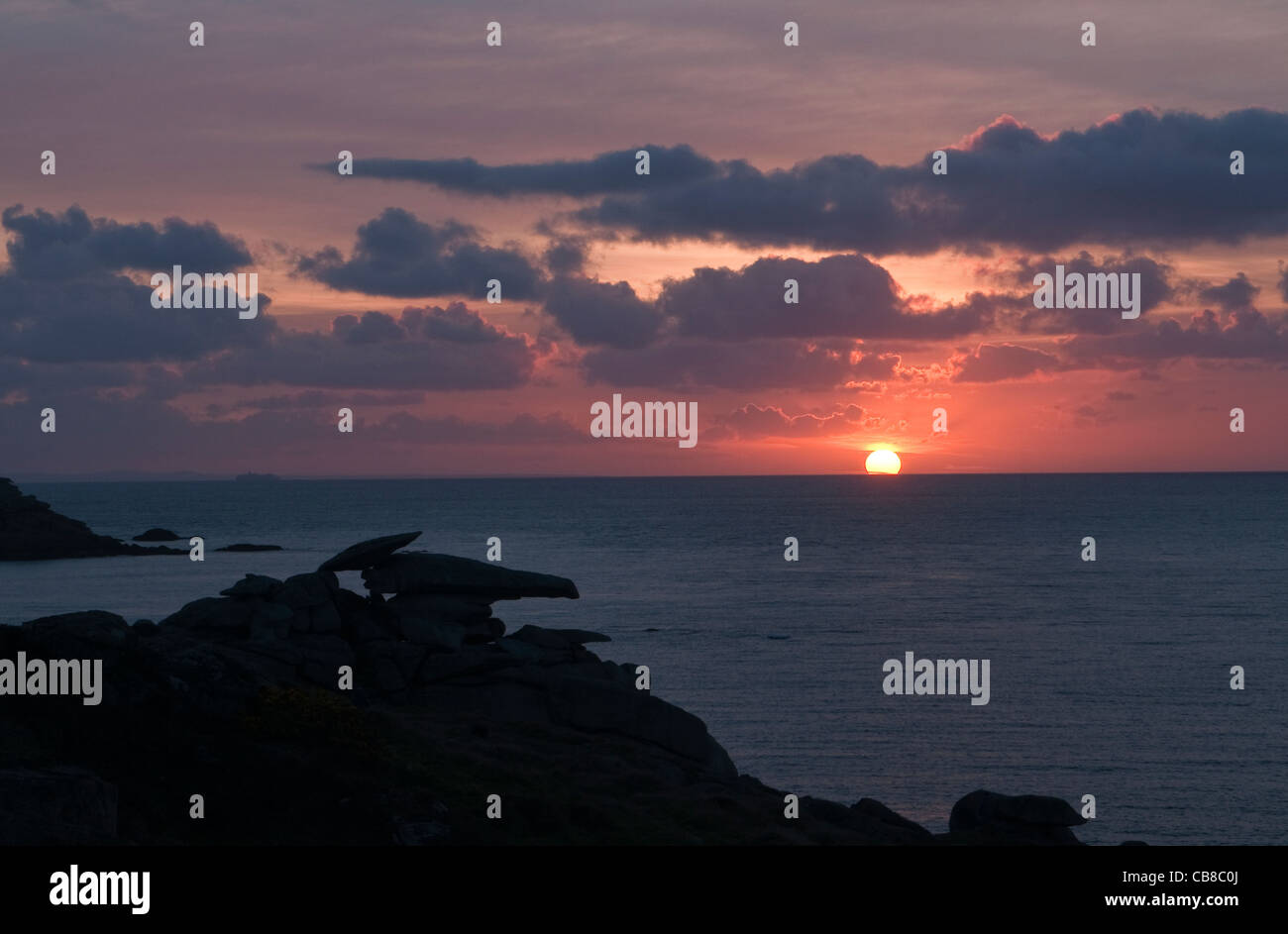 Sunrise over Peninnis Headland on St Marys Isles of Scilly in April Stock Photo