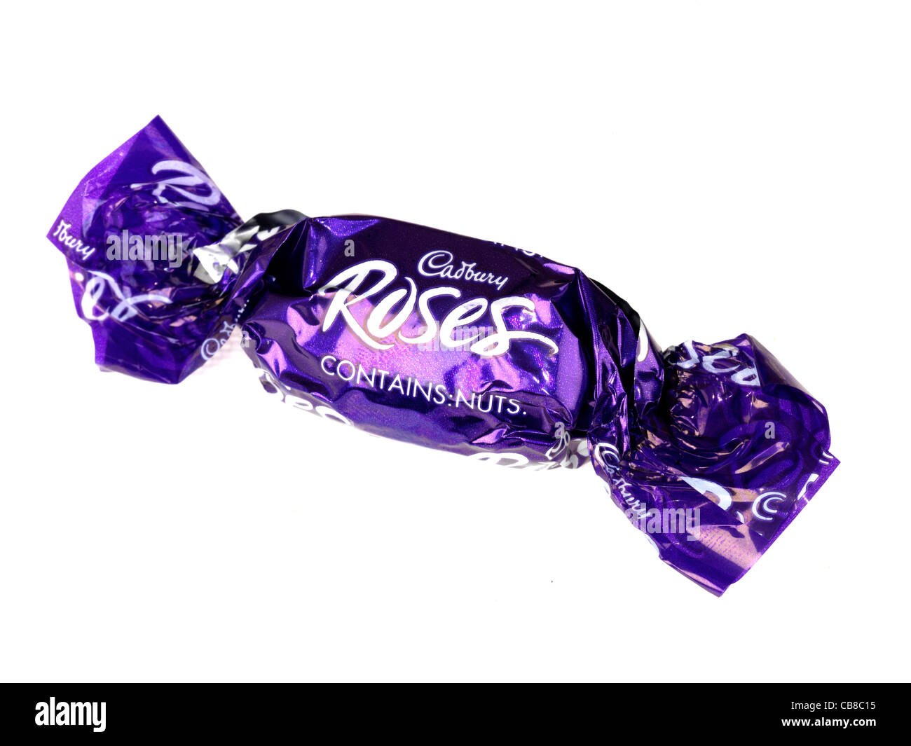 Popular Roses Chocolates Confectionery In Branded Sweet Wrappers Ready To Unwrap And Eat Isolated Against A White Background With A Clipping Path Stock Photo