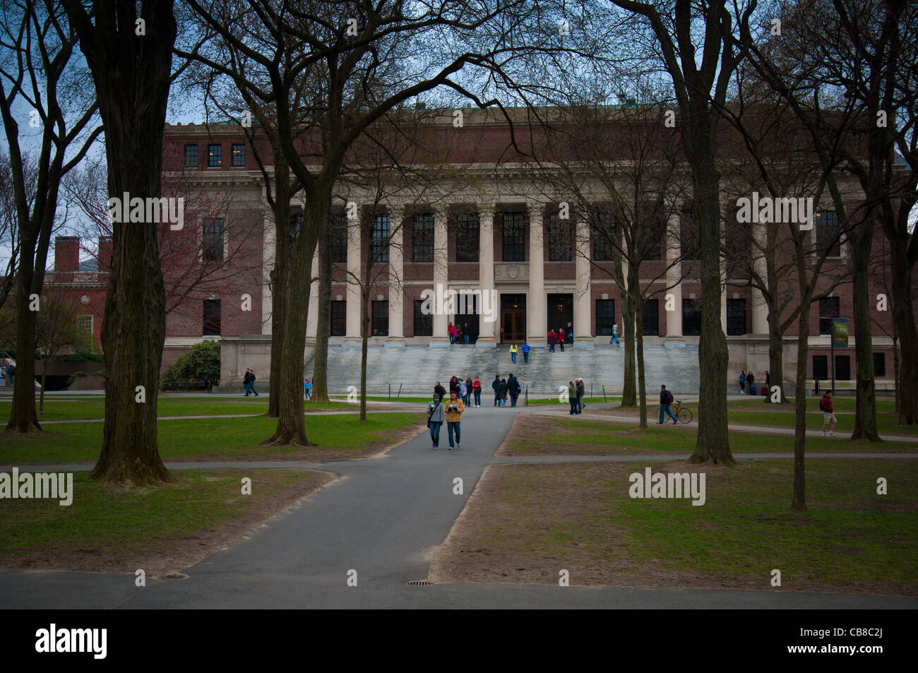 The Harry Elkins Widener Memorial Library, commonly known as Widener Library in Harvard Yard of the Harvard University Stock Photo