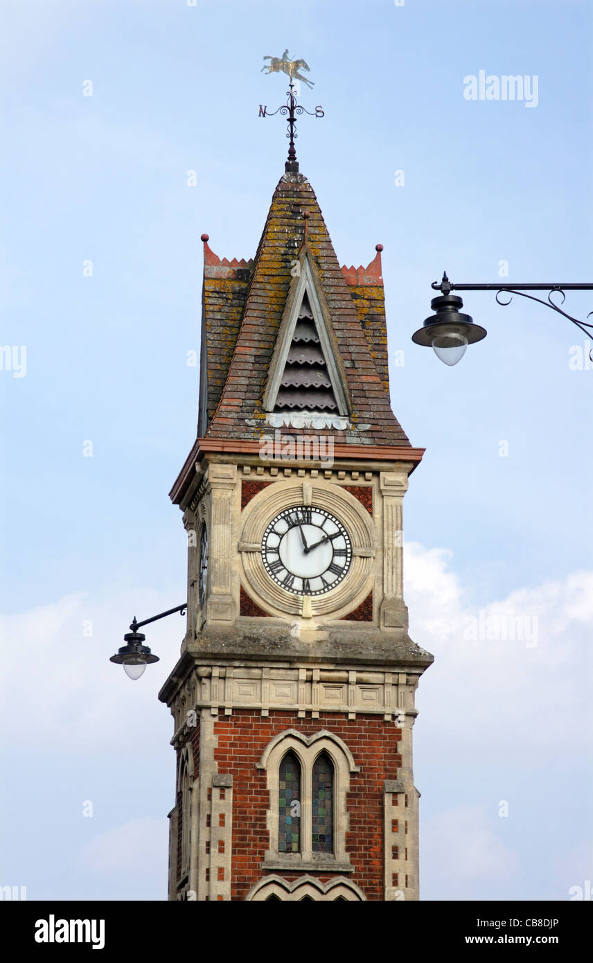 The Jubilee Clock Tower, High Street, Newmarket, Suffolk, England, UK Stock Photo