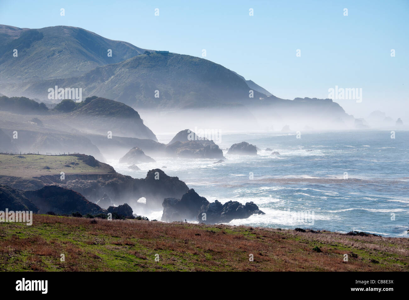 The rugged coastline of Big Sur California Pacific Ocean coast beach sea United States Stock Photo