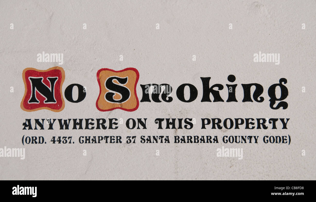 No Smoking Sign Santa Barbara Courthouse California United States Stock Photo
