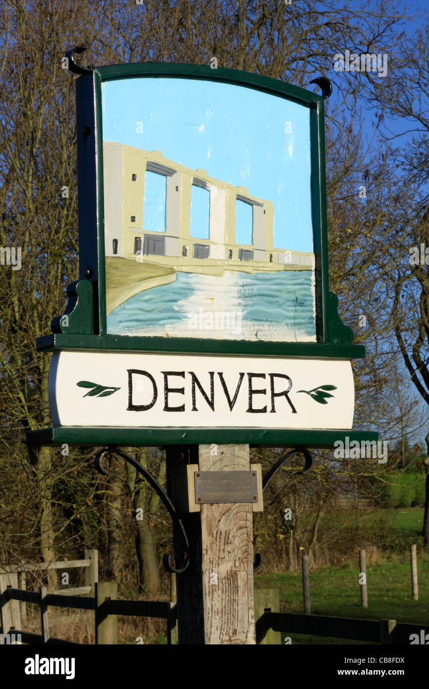 Village sign Denver Stock Photo Alamy