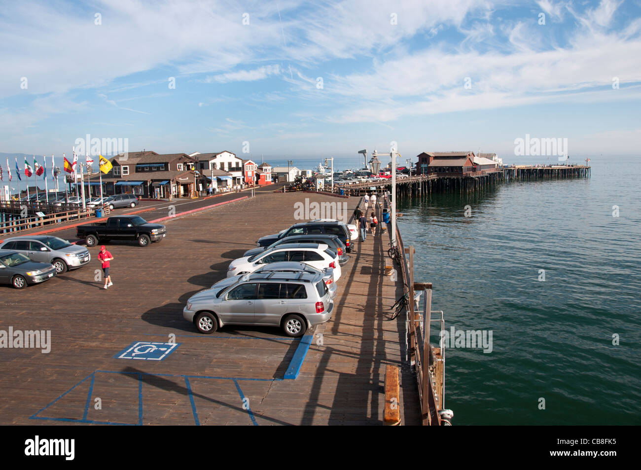 Stearns Wharf Santa Barbara Pier restaurant beach California United States Stock Photo
