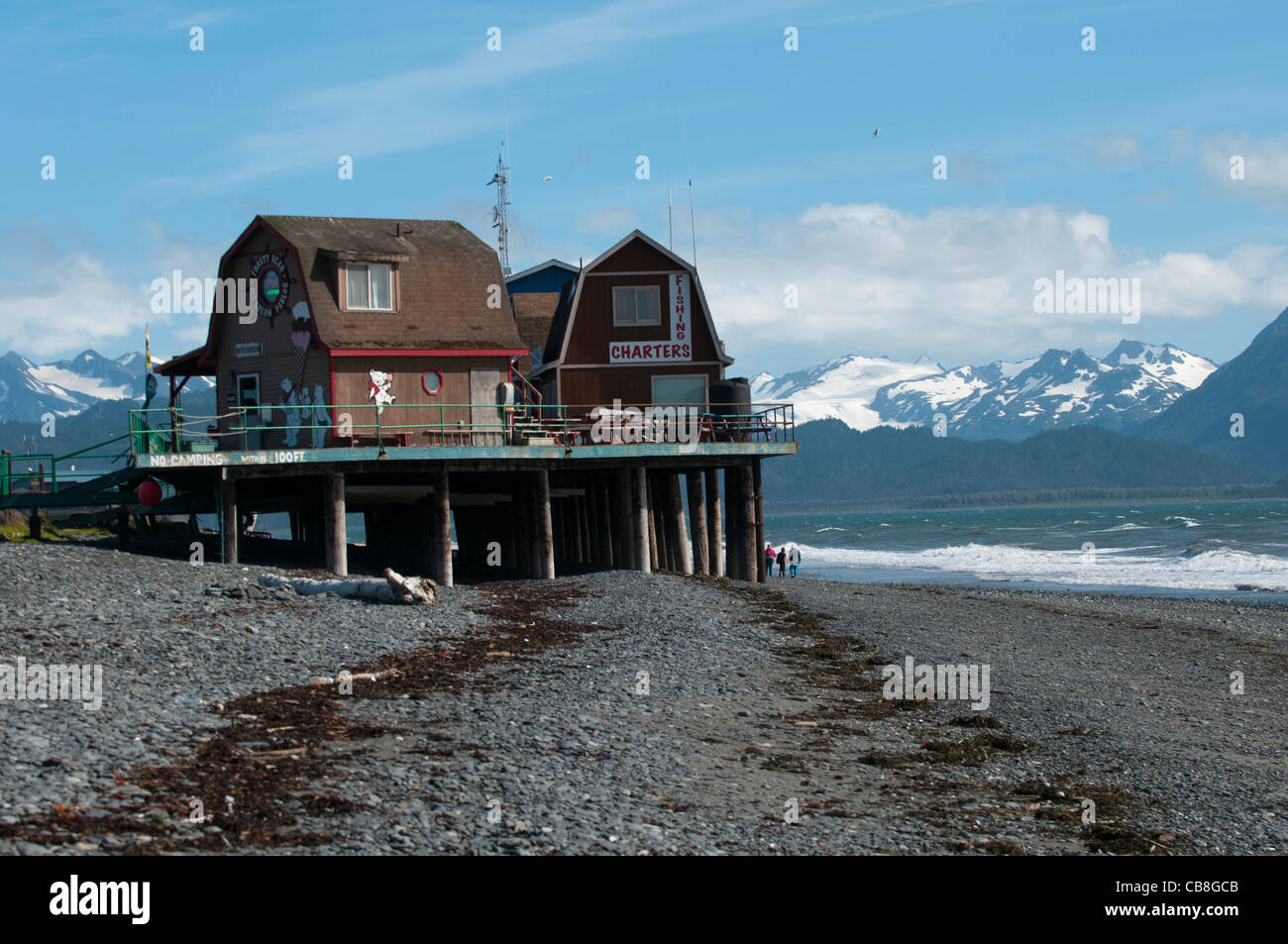Shops on pier, Homer, Alaska Stock Photo Alamy