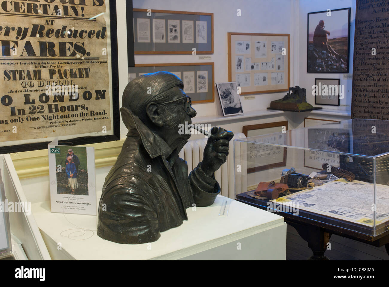 Exhibits about fellwalker and author, Arthur Wainwright, in Kendal Museum, Cumbria, England UK Stock Photo
