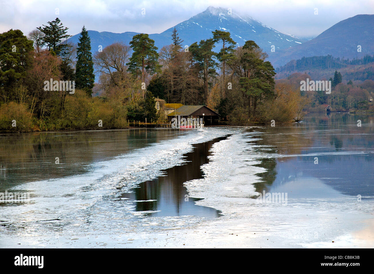 Channel cut through the ice to give boat access to St Herbert's Island