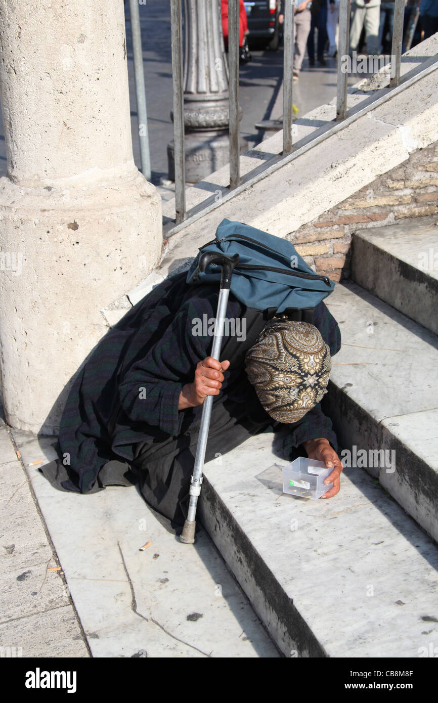 Beggar in Rome Stock Photo