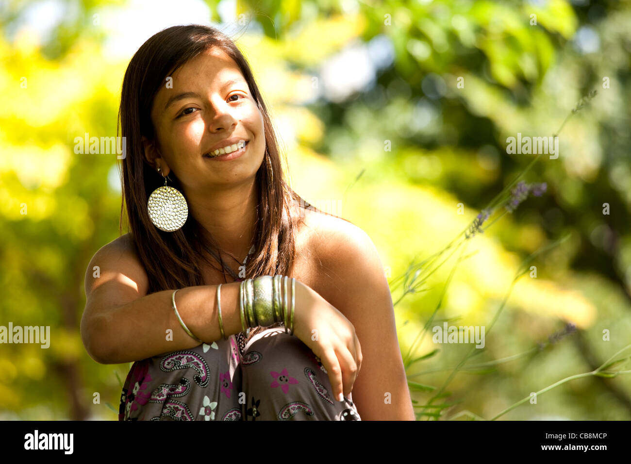 young happy teenage girl at the park Stock Photo Alamy