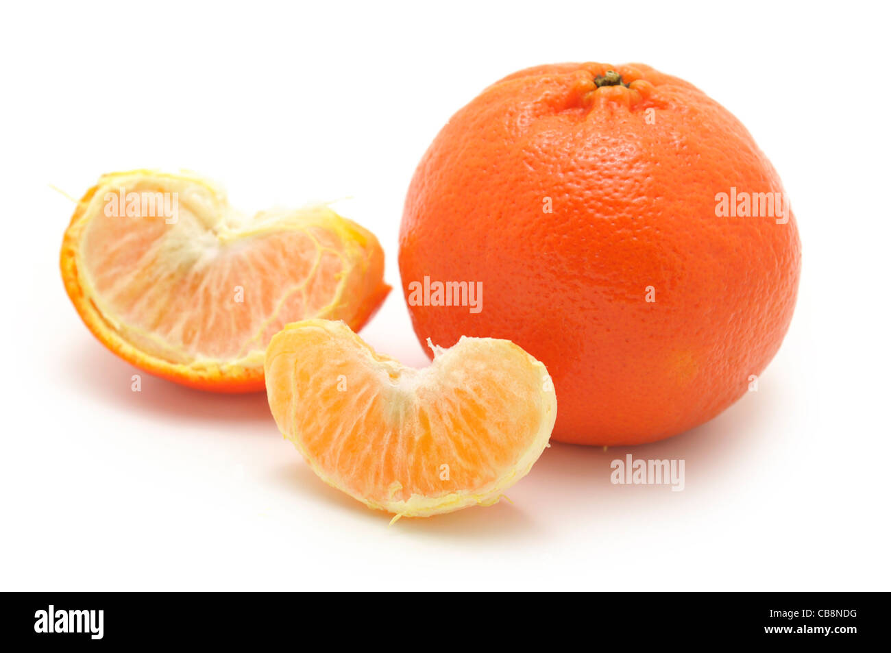 Tangerine and Tangerine Sections Stock Photo