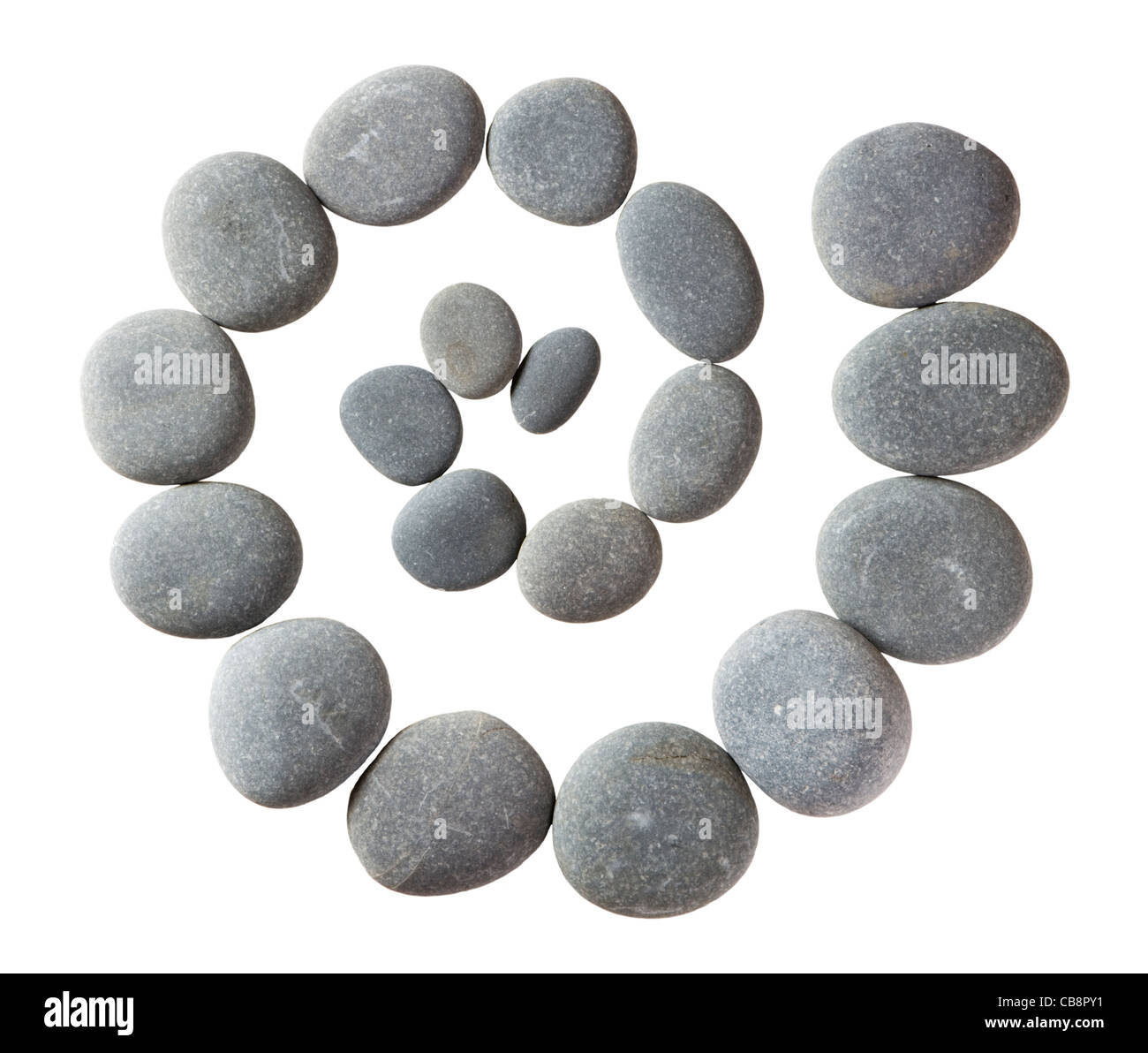 Spiral of pebbles (limestone). Stock Photo