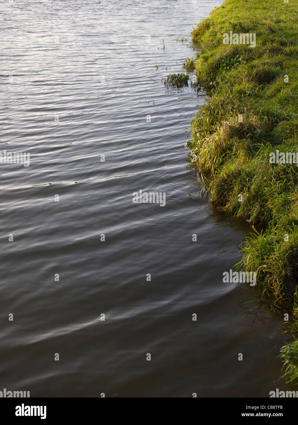 River water washing against a river bank. Stock Photo