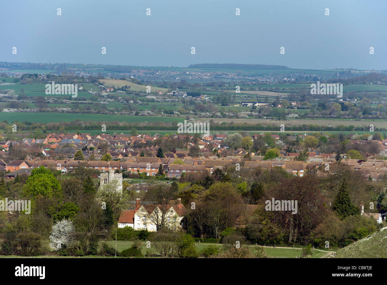 Aerial view of BartonLeClay village in Bedfordshire UK Stock Photo