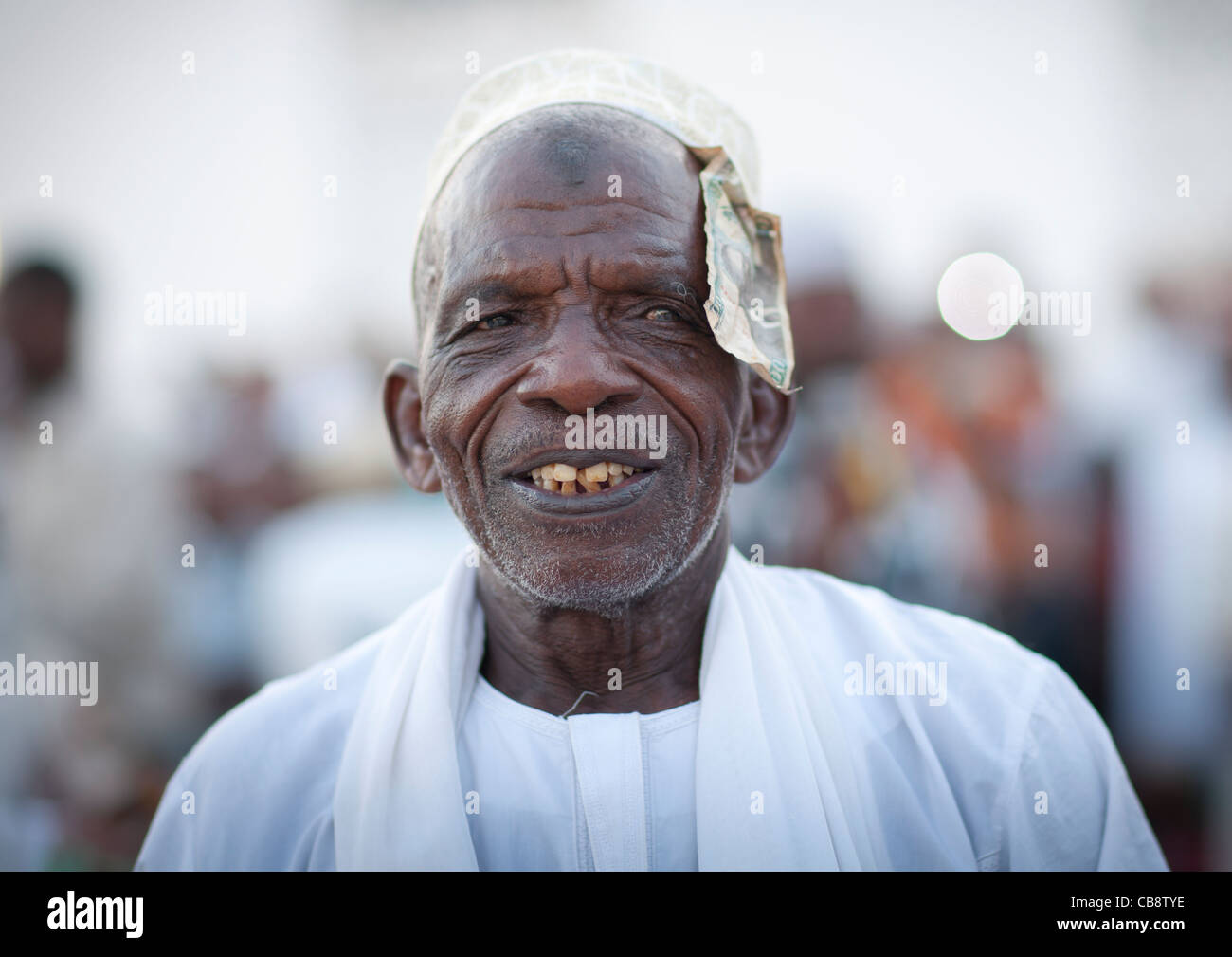 Senior Man With Kofia Portrait At Maulidi, Lamu, Kenya Stock Photo