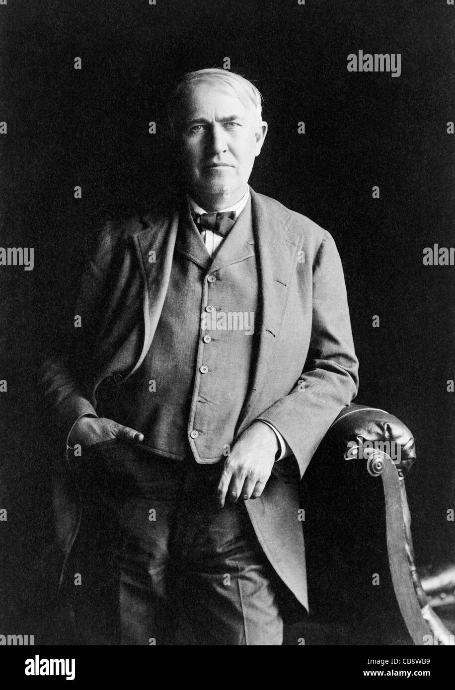 Vintage portrait photo of American inventor and businessman Thomas Alva Edison (1847 – 1931). Photo circa 1904. Stock Photo