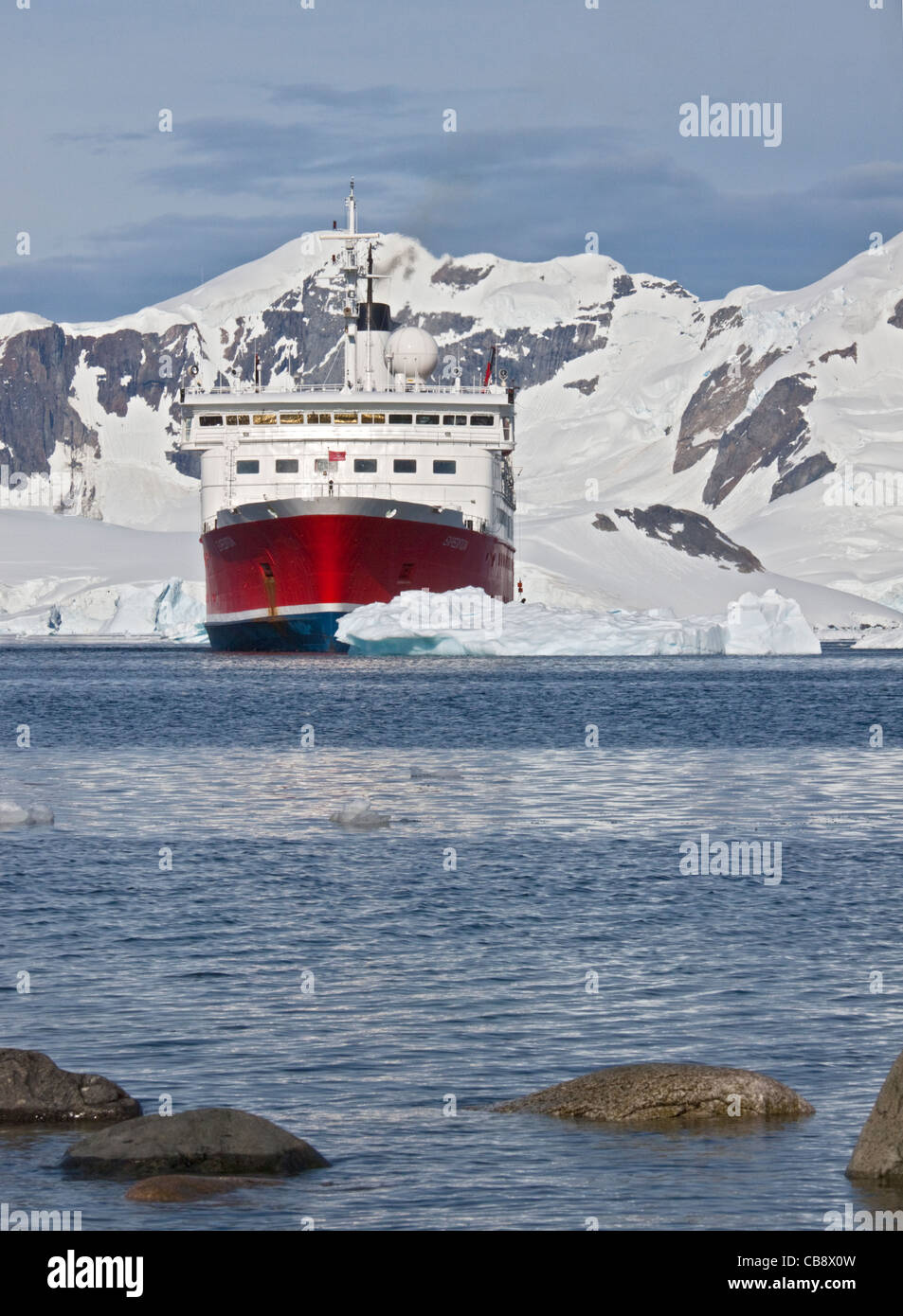 MS Expedition, Paradise Bay, Antarctic Peninsula Stock Photo