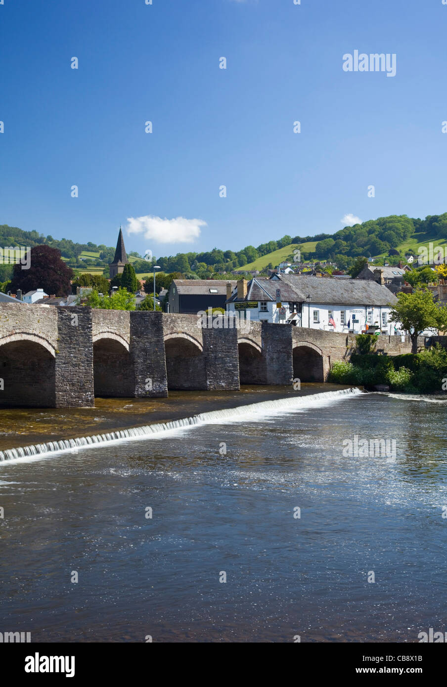 Crickhowell and the River Usk. Brecon Beacons National Park. Powys. Wales. UK. Stock Photo