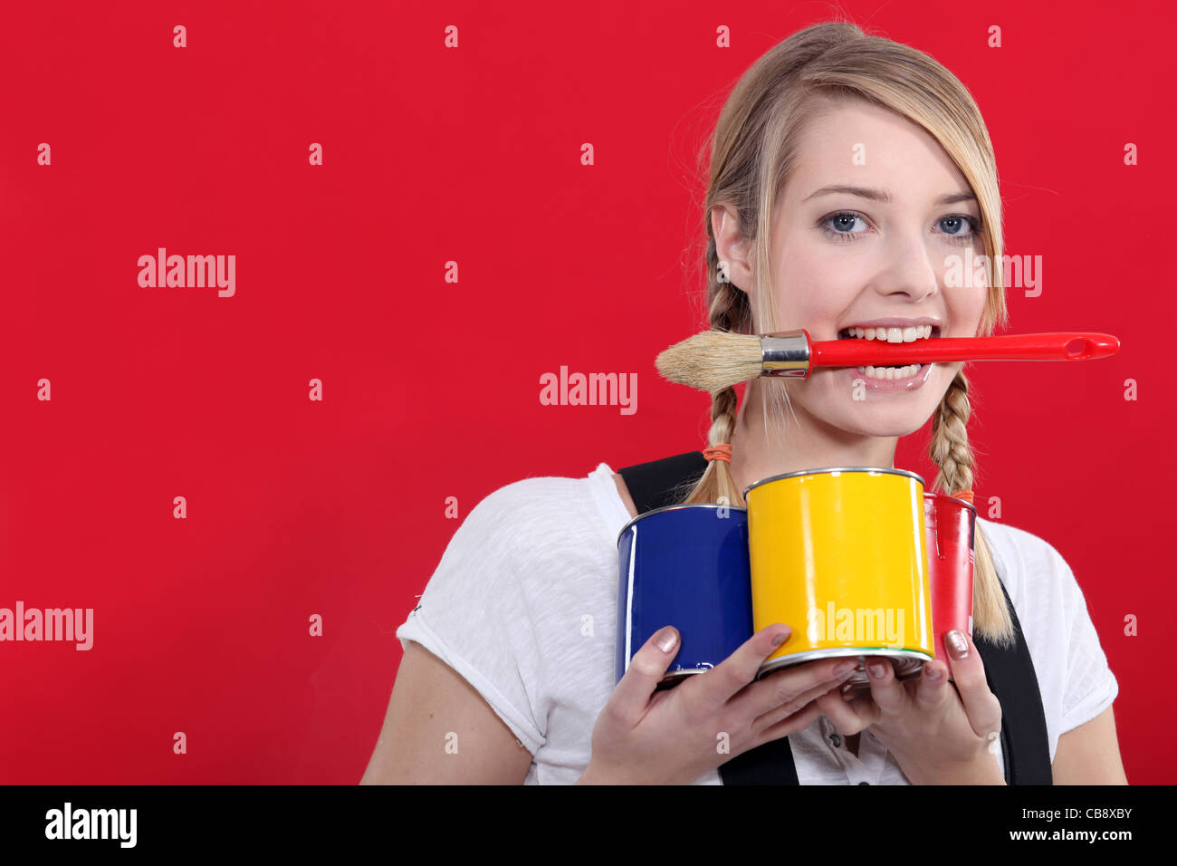 Woman paint brush in mouth hires stock photography and images Alamy