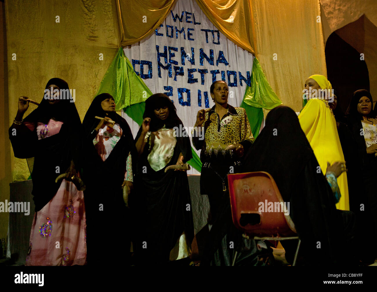 Muslim Women At Henna Competition During Maulidi Festival, Lamu, Kenya Stock Photo