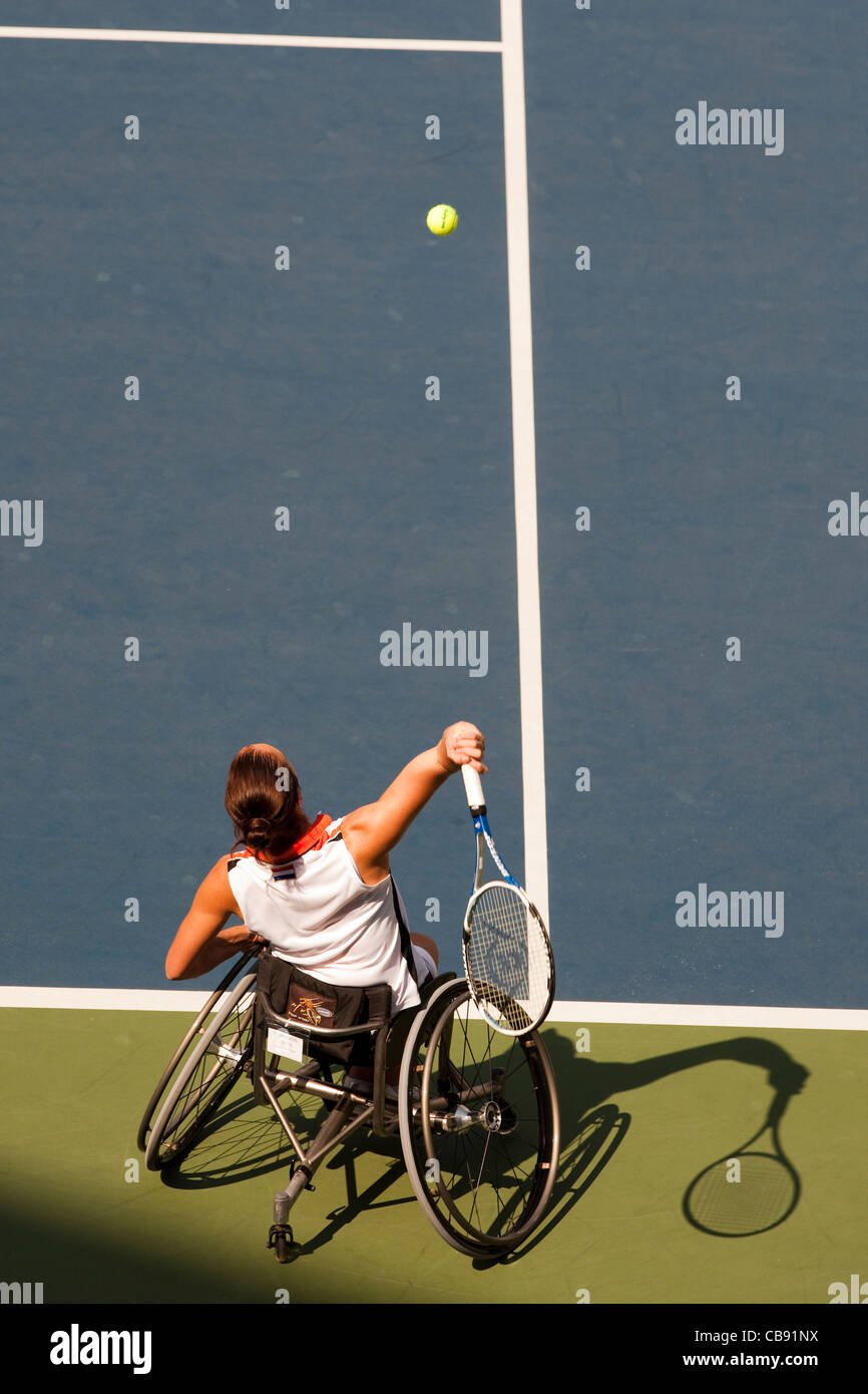 Wheelchair women's doubles finals on Day 9 of the 2008 Beijing Paralympics. Stock Photo