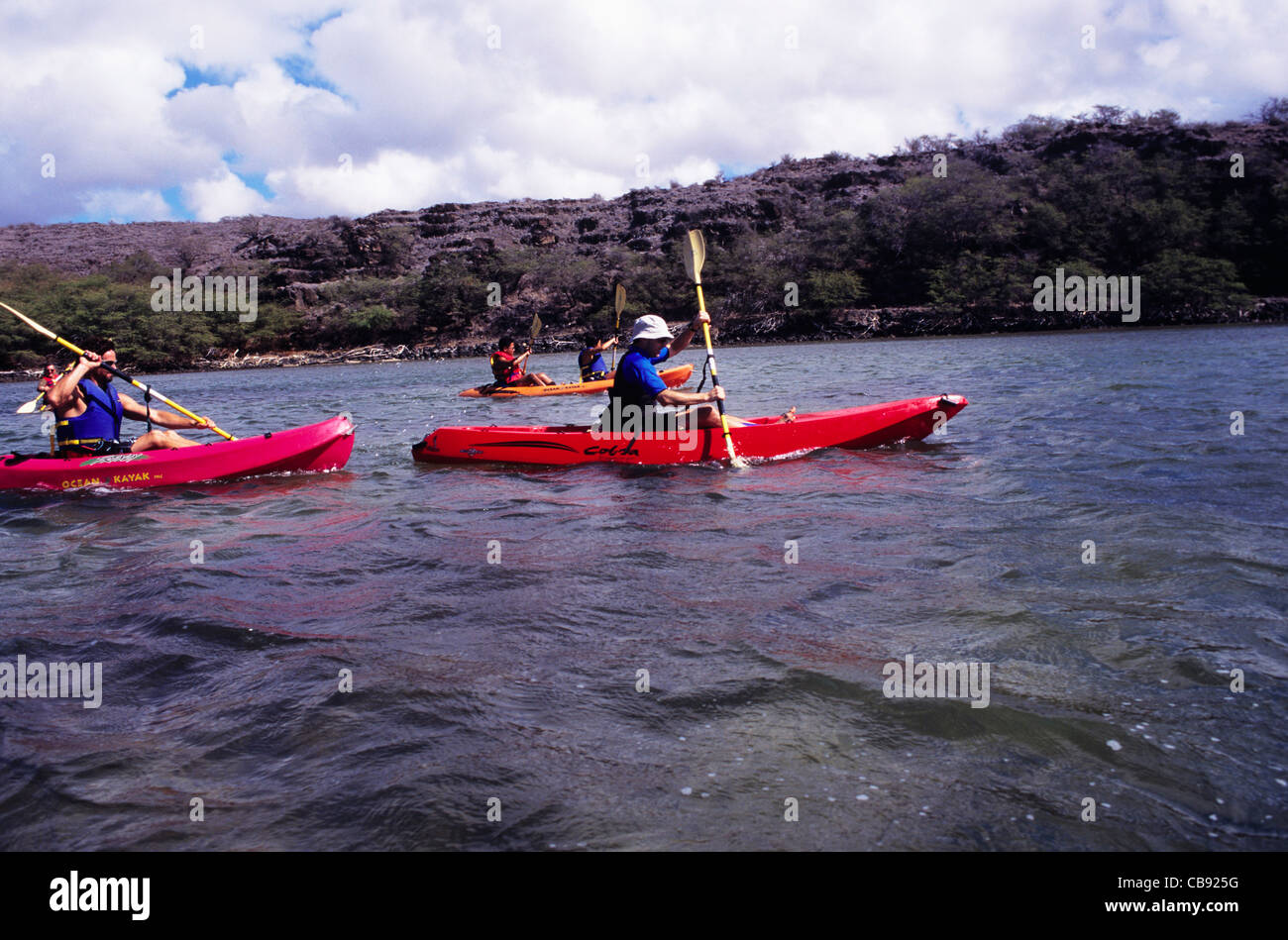 Hawaii, Molokai, kayak touring Stock Photo Alamy